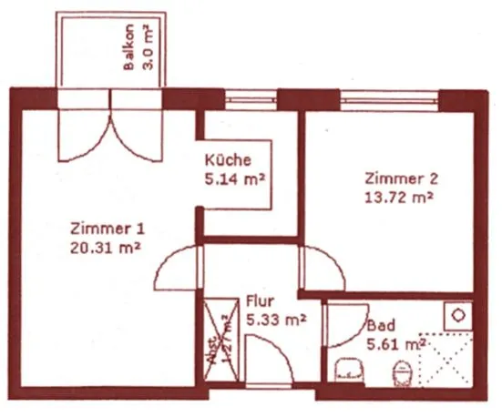 Grundriss Wohnungstyp A, 53,24 m²
