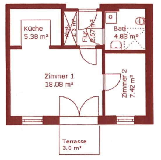 Grundriss Wohnungstyp C, 41,18 m²