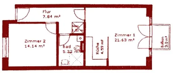 Grundriss Wohnungstyp X, 55,99 m²