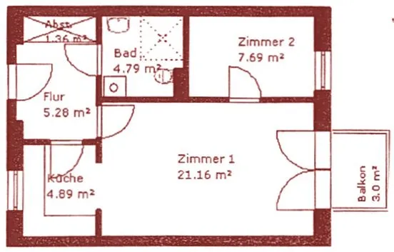 Grundriss Wohnungstyp Y, 46,62 m²